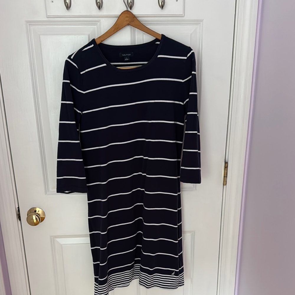 Nautica Blue Long Sleeve Sheath Dress
